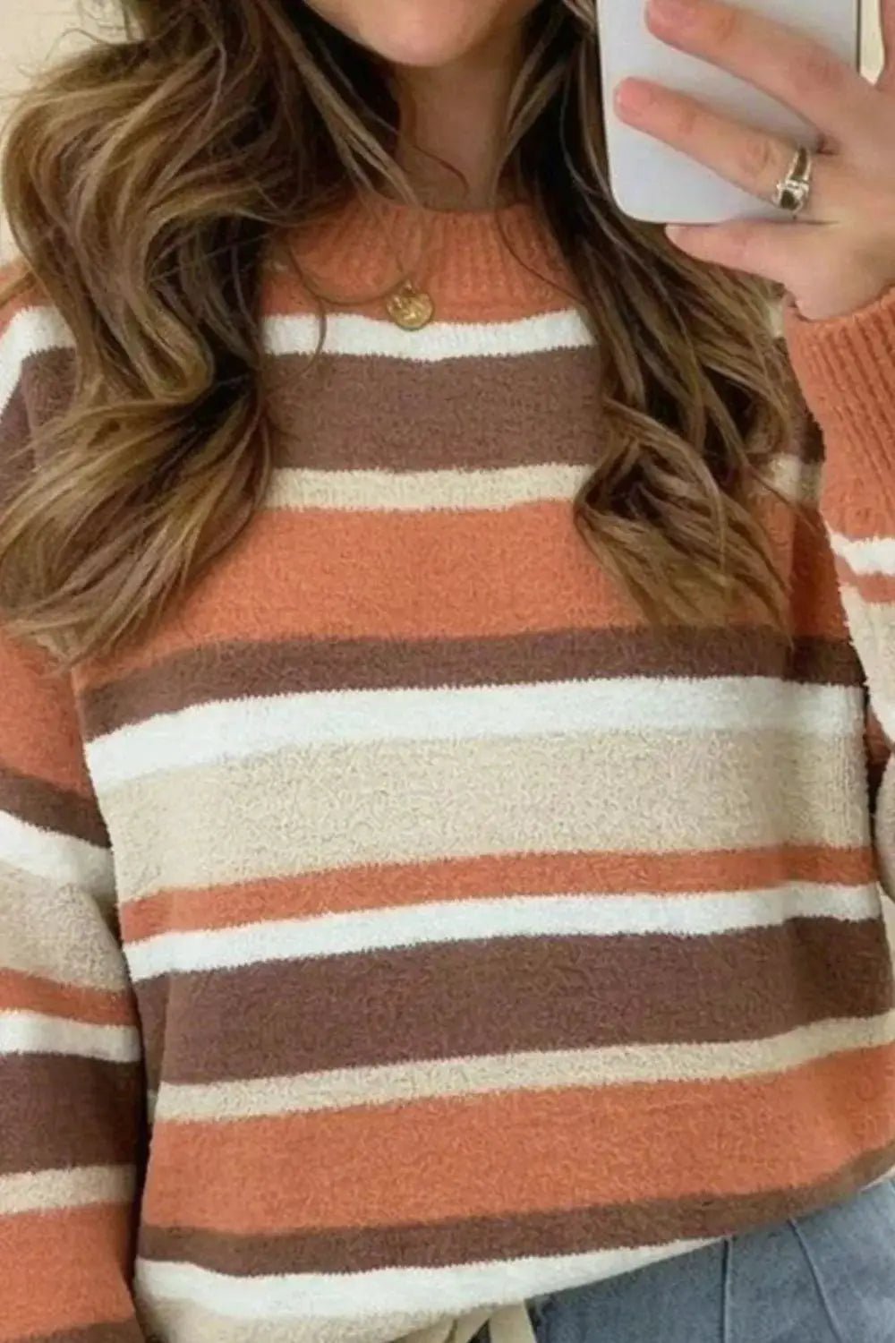Striped Dropped Shoulder Sweater - Bitsy Gypsy Boutique