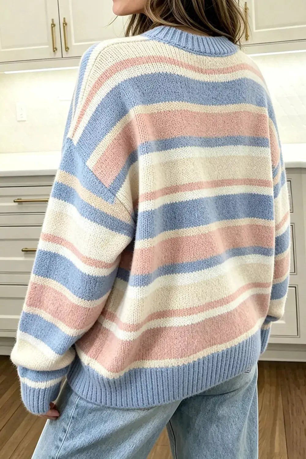 Striped Dropped Shoulder Sweater - Bitsy Gypsy Boutique