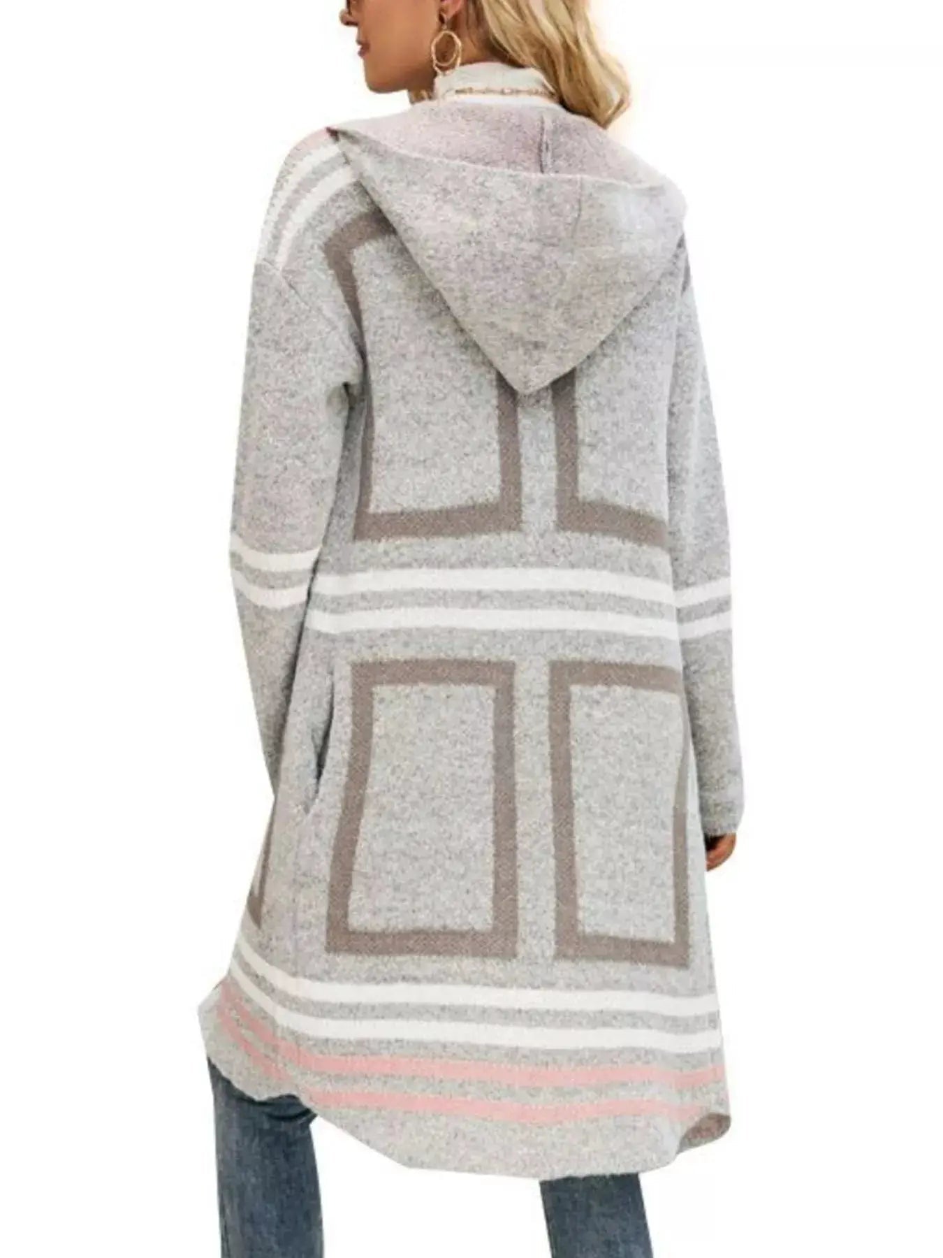 Striped Hooded Longline Cardigan - Bitsy Gypsy Boutique