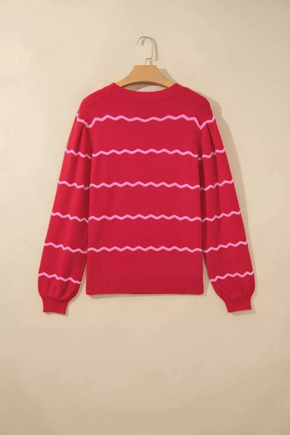 Striped Round Neck Long Sleeve Shift Pullover Sweater - Bitsy Gypsy Boutique