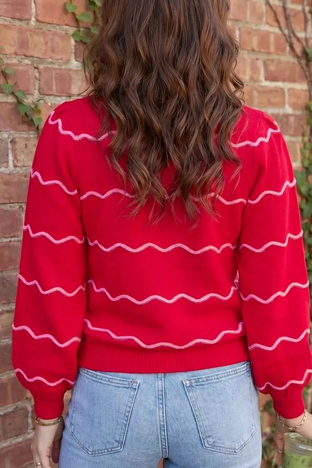 Striped Round Neck Long Sleeve Shift Pullover Sweater - Bitsy Gypsy Boutique