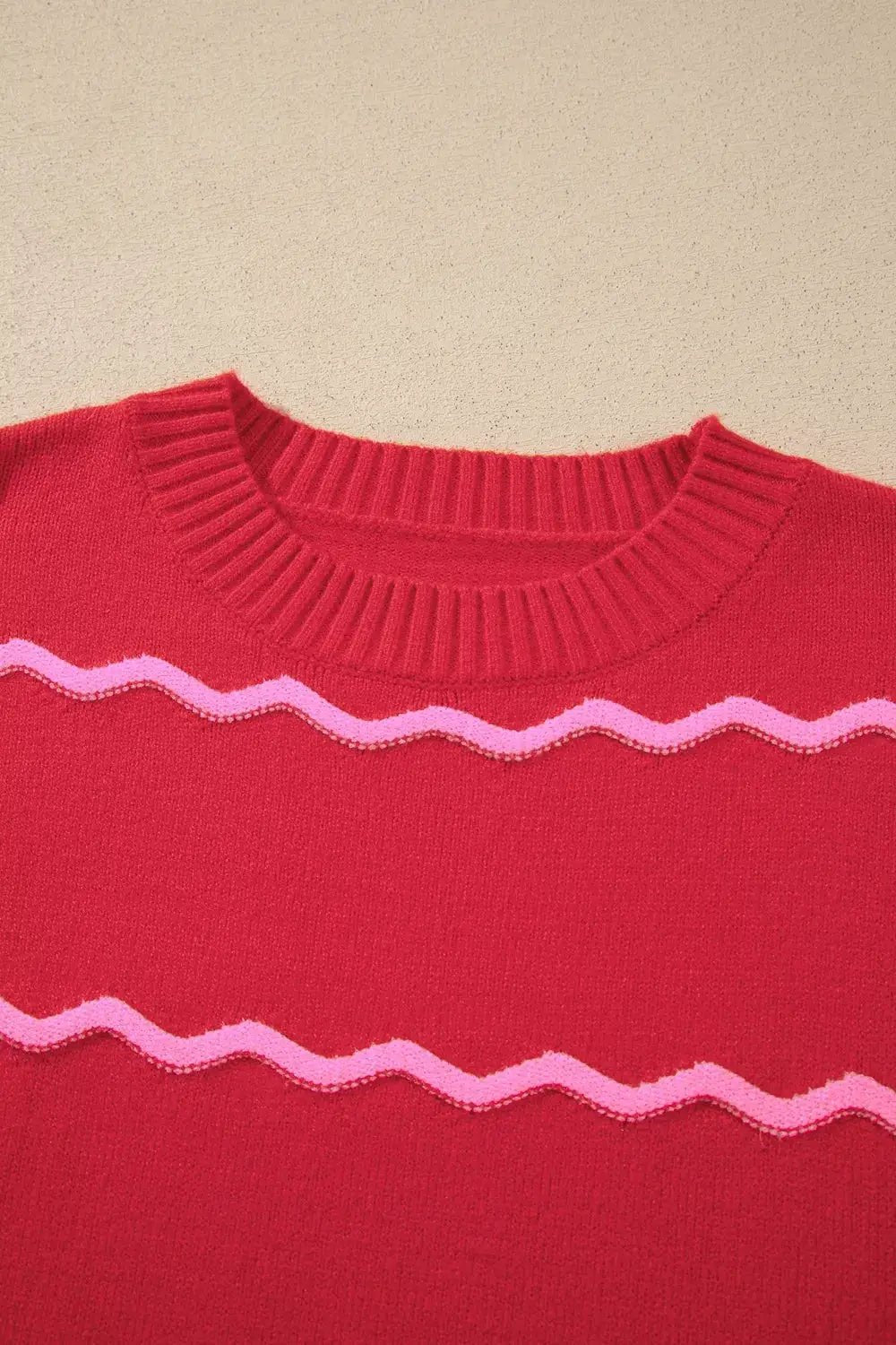 Striped Round Neck Long Sleeve Shift Pullover Sweater - Bitsy Gypsy Boutique