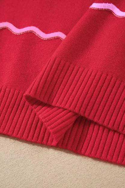 Striped Round Neck Long Sleeve Shift Pullover Sweater - Bitsy Gypsy Boutique