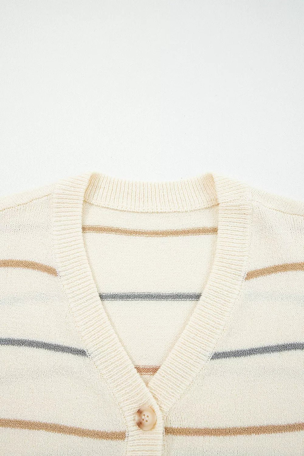Striped V-Neck Button-Up Cardigan - Bitsy Gypsy Boutique