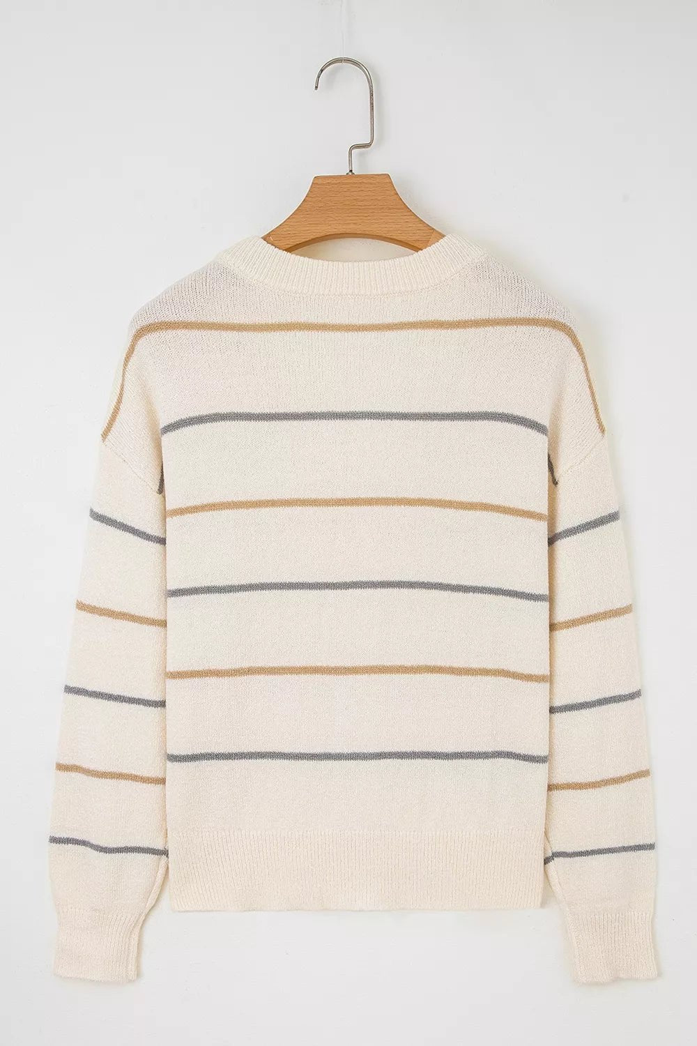 Striped V-Neck Button-Up Cardigan - Bitsy Gypsy Boutique