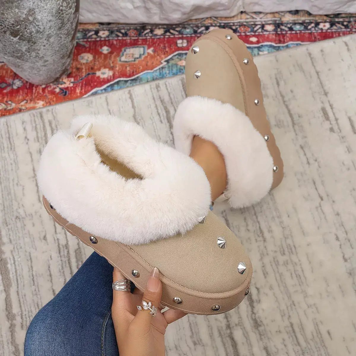 Studded Platform Faux Fur Lined Winter Boots - Bitsy Gypsy Boutique