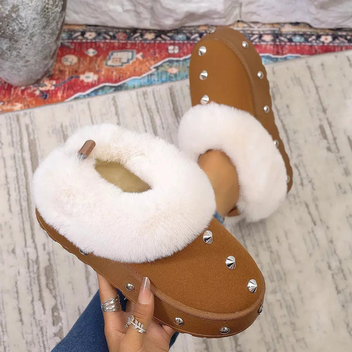 Studded Platform Faux Fur Lined Winter Boots - Bitsy Gypsy Boutique