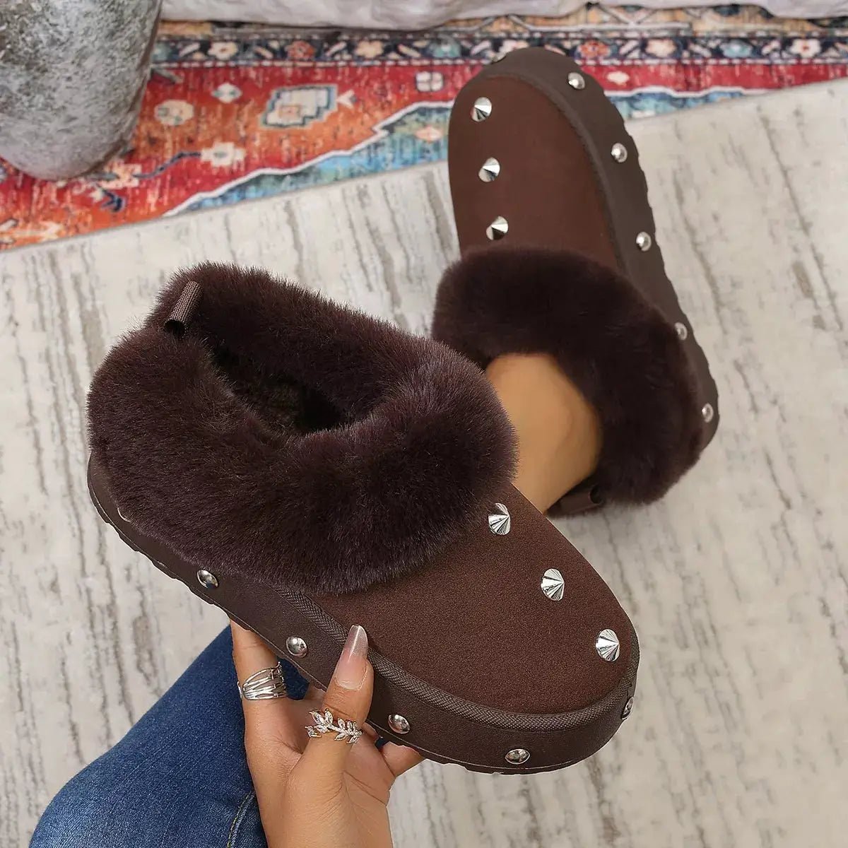 Studded Platform Faux Fur Lined Winter Boots - Bitsy Gypsy Boutique