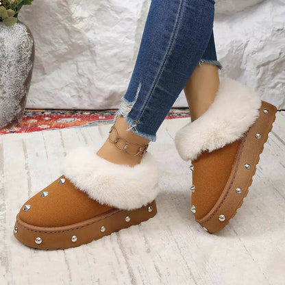 Studded Platform Faux Fur Lined Winter Boots - Bitsy Gypsy Boutique