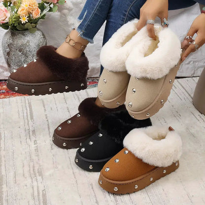 Studded Platform Faux Fur Lined Winter Boots - Bitsy Gypsy Boutique