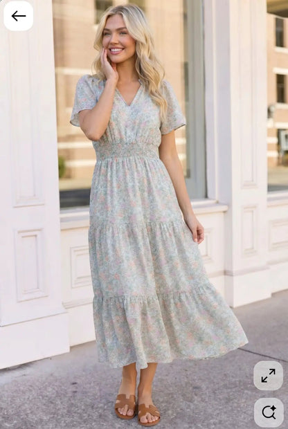 Summer in London Floral Midi Dress by Haptics