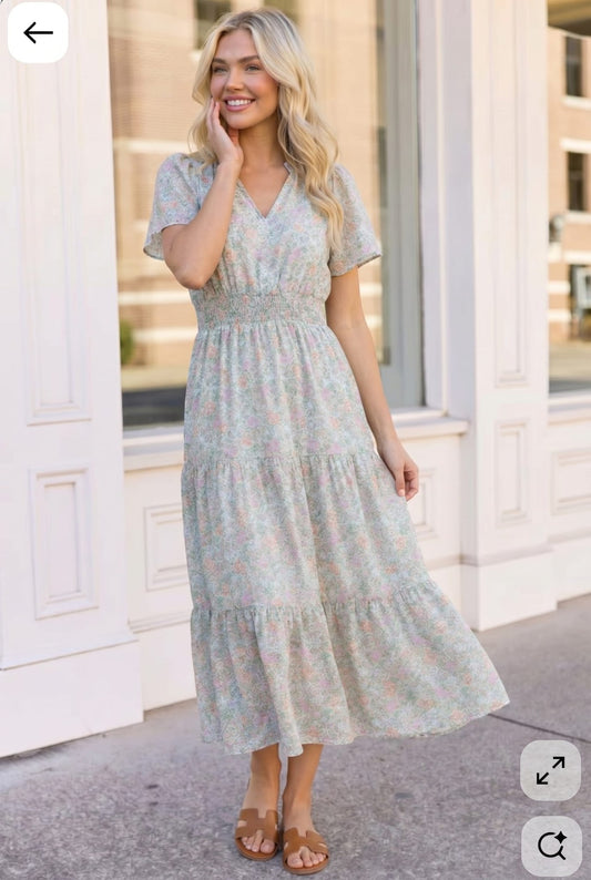 Summer in London Floral Midi Dress - Bitsy Gypsy Boutique