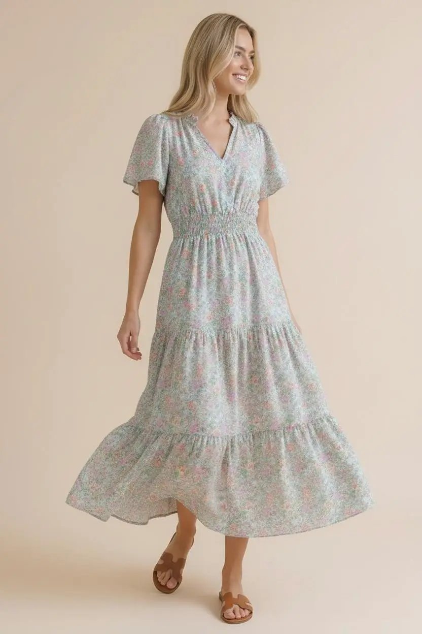 Summer in London Floral Midi Dress by Haptics