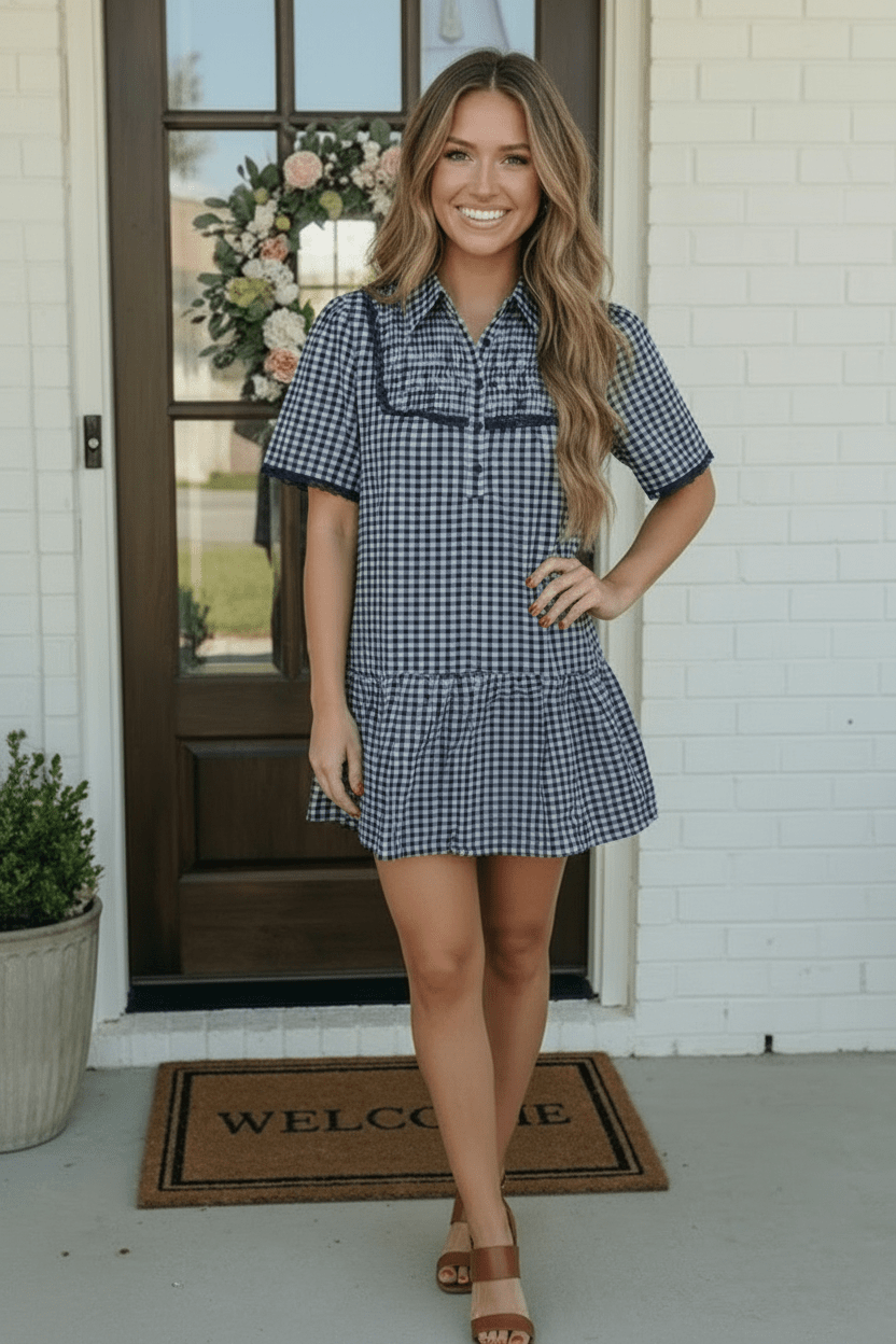 Summer Wedding Button Down Ruffle Mini Dress - Bitsy Gypsy Boutique