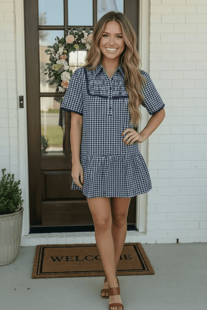 Summer Wedding Button Down Ruffle Mini Dress - Bitsy Gypsy Boutique
