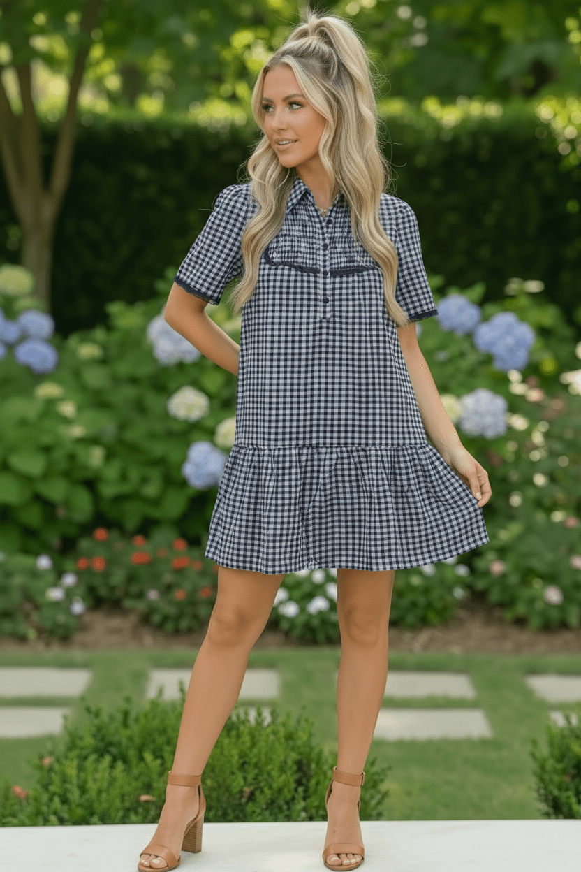 Summer Wedding Button Down Ruffle Mini Dress - Bitsy Gypsy Boutique