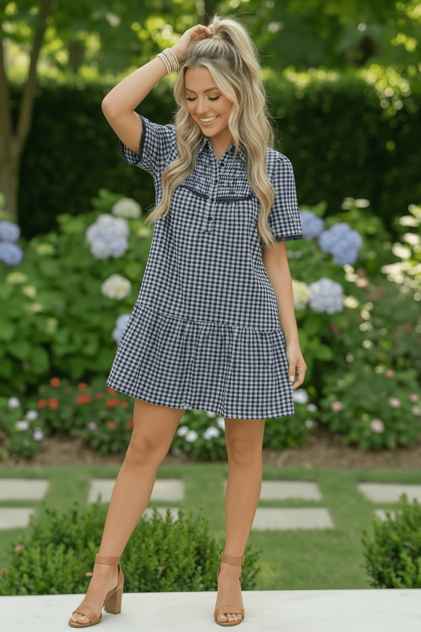 Summer Wedding Button Down Ruffle Mini Dress - Bitsy Gypsy Boutique