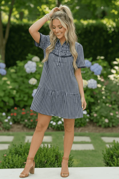 Summer Wedding Button Down Ruffle Mini Dress - Bitsy Gypsy Boutique