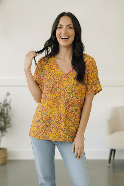 Sunlit Meadow Floral Top - Bitsy Gypsy Boutique
