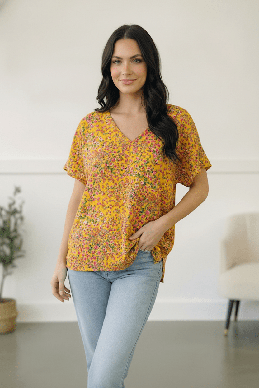 Sunlit Meadow Floral Top - Bitsy Gypsy Boutique