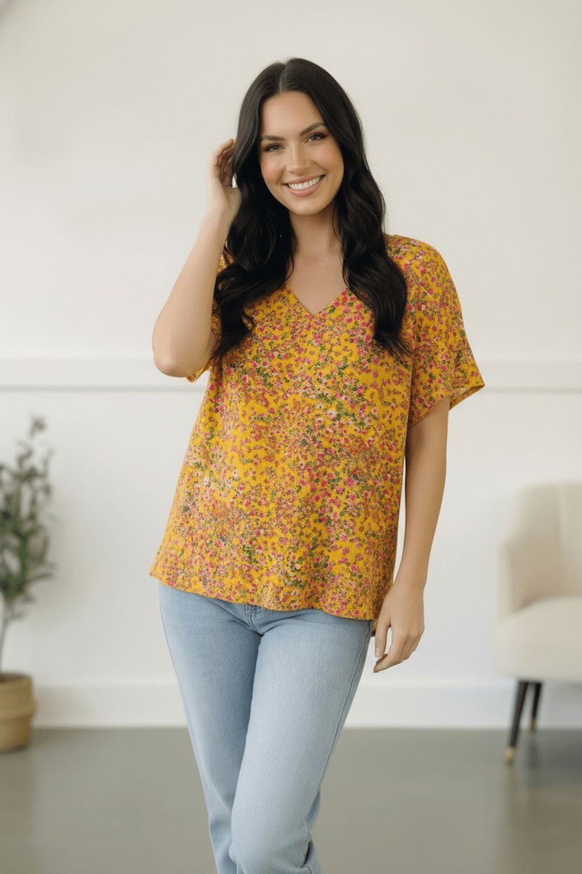 Sunlit Meadow Floral Top - Bitsy Gypsy Boutique