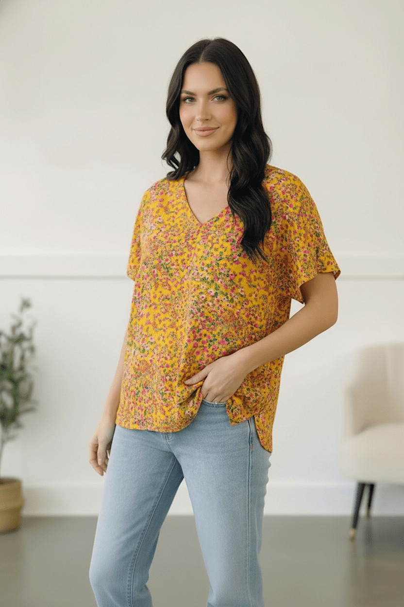 Sunlit Meadow Floral Top - Bitsy Gypsy Boutique