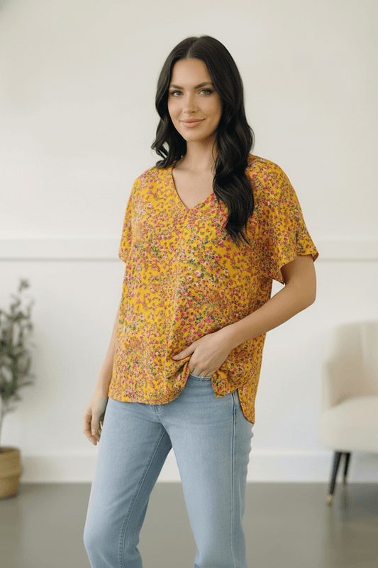Sunlit Meadow Floral Top - Bitsy Gypsy Boutique