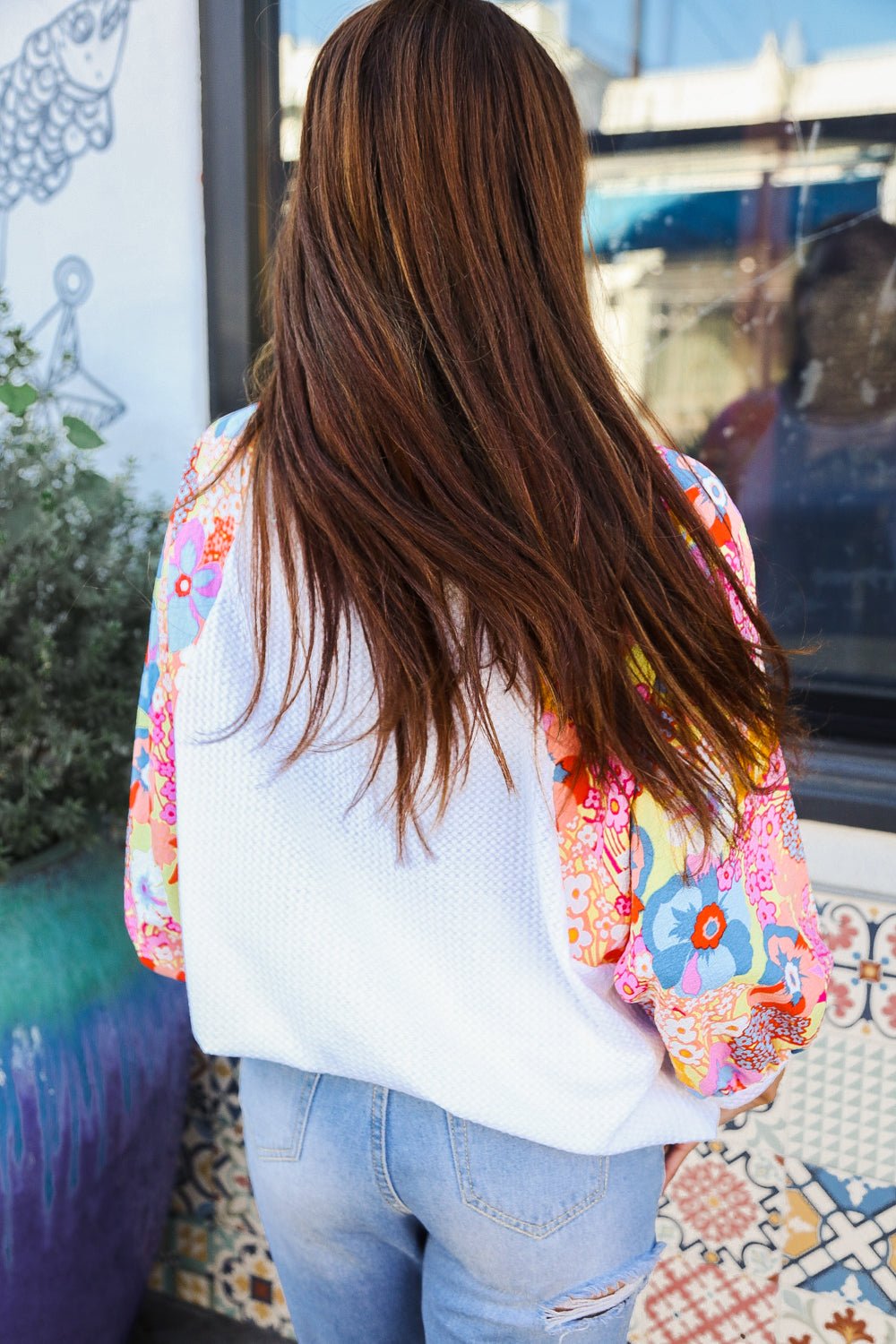 Sunny Days Ivory Textured Floral Bubble Sleeves Dolman Top - Bitsy Gypsy Boutique