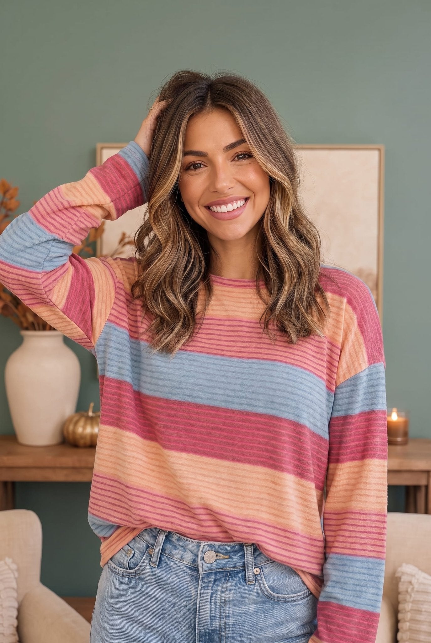 Sunny Stripes Long Sleeve Knit Top - Bitsy Gypsy Boutique