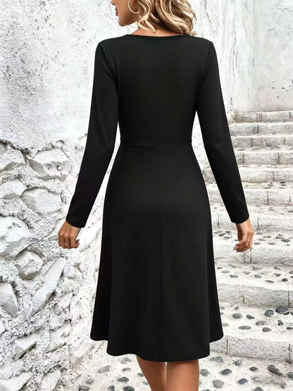 Surplice Long Sleeve Midi Dress by Trendsi