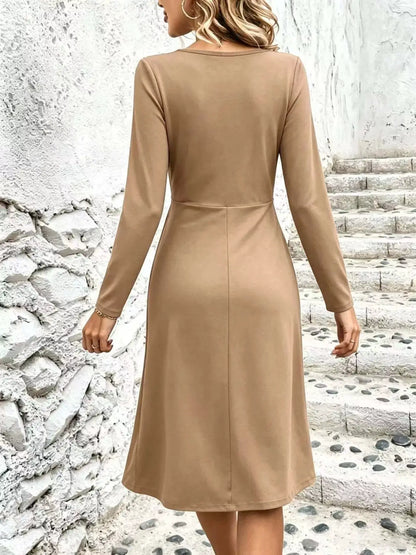 Surplice Long Sleeve Midi Dress by Trendsi
