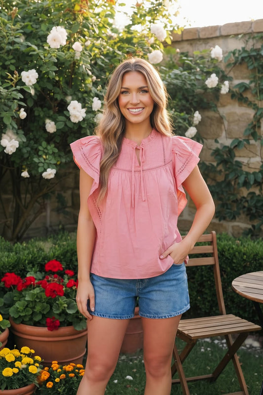 Sweet Strawberry Ruffle Flutter Top - Bitsy Gypsy Boutique