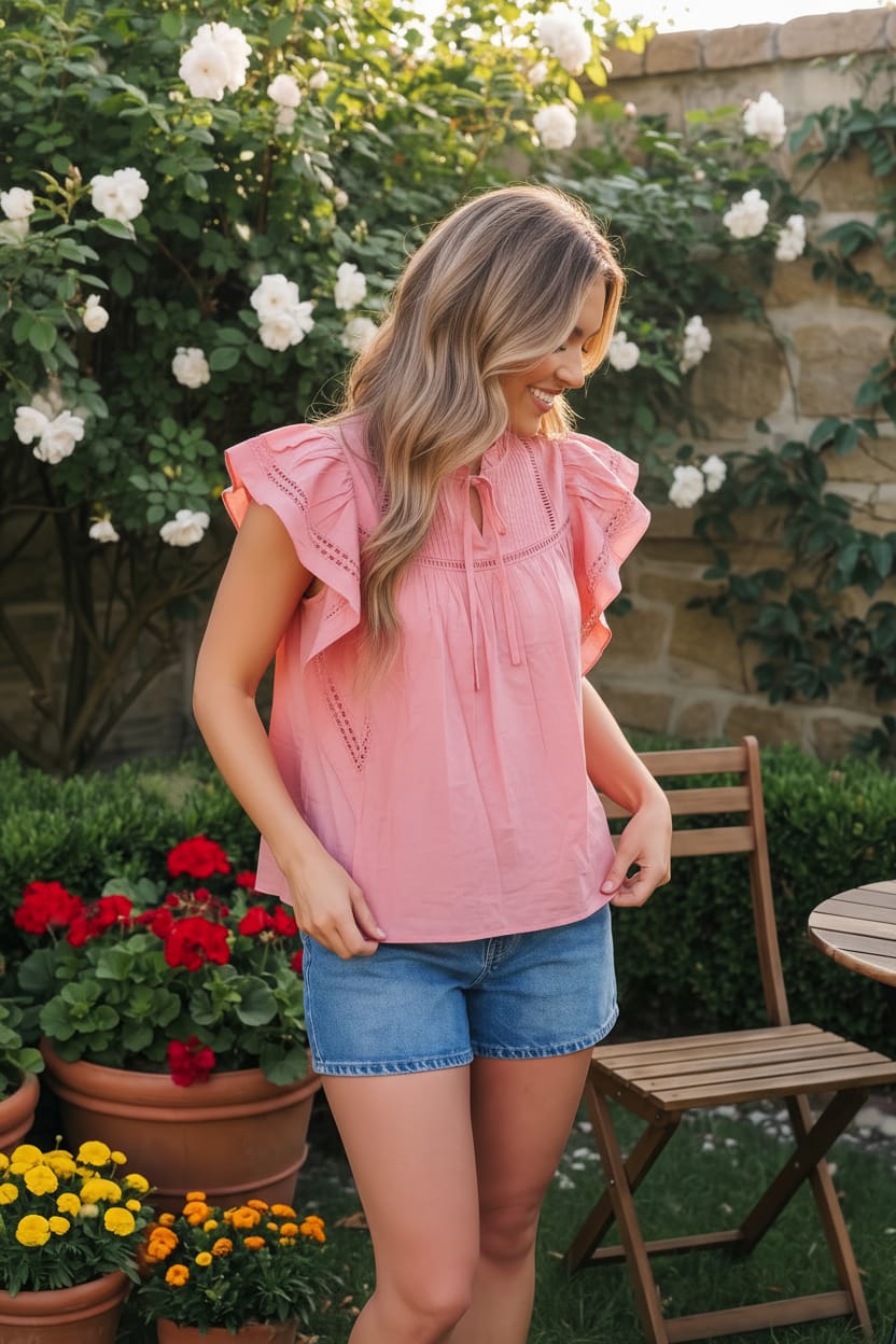 Sweet Strawberry Ruffle Flutter Top - Bitsy Gypsy Boutique