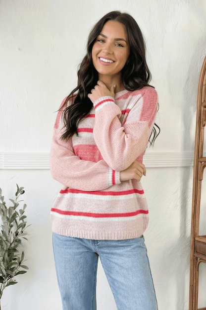 Sweet Talker Pink Stripe Sweater - Bitsy Gypsy Boutique