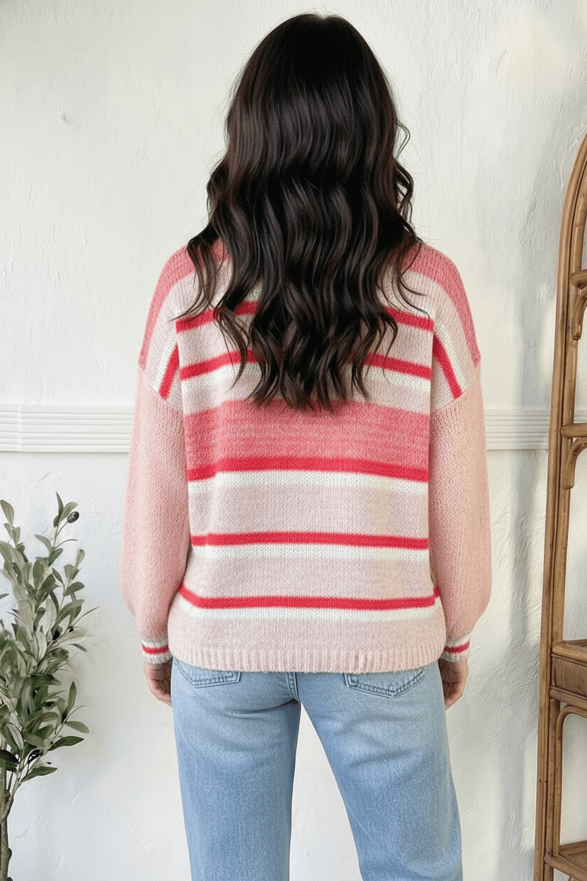 Sweet Talker Pink Stripe Sweater - Bitsy Gypsy Boutique
