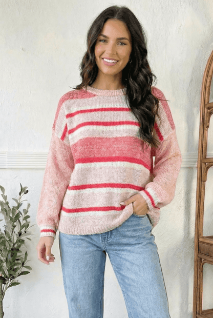 Sweet Talker Pink Stripe Sweater - Bitsy Gypsy Boutique
