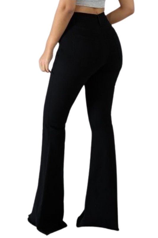 SweetHeart Bell Bottom Jean in Black - Inseam 30 - Bitsy Gypsy Boutique