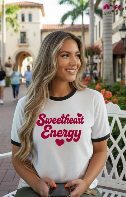 Sweetheart Energy Graphic Tee Ringer Top - Bitsy Gypsy Boutique