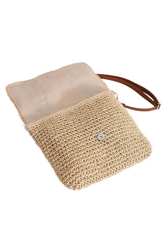 Sylvie Foldover Crochet Woven Crossbody - Bitsy Gypsy Boutique