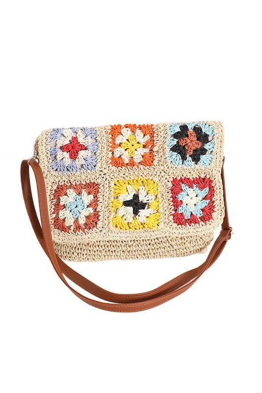 Sylvie Foldover Crochet Woven Crossbody - Bitsy Gypsy Boutique