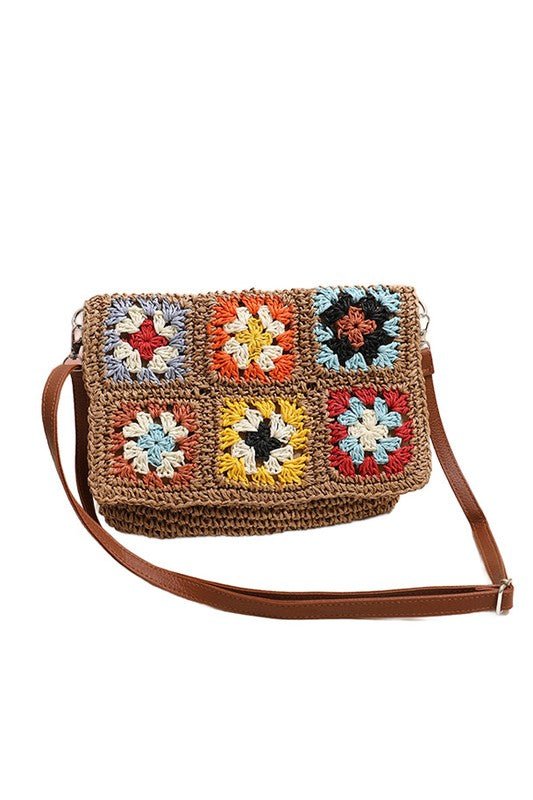 Sylvie Foldover Crochet Woven Crossbody - Bitsy Gypsy Boutique