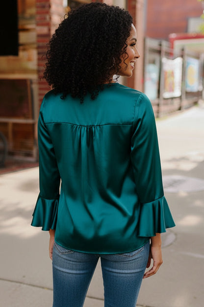 Teal Temptation Silk Blouse - Bitsy Gypsy Boutique