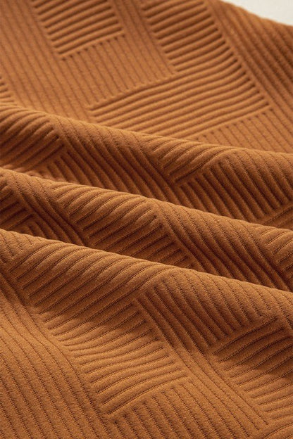 Textured Quarter Zip Collar 3/4 Sleeve Mini Dress - Bitsy Gypsy Boutique