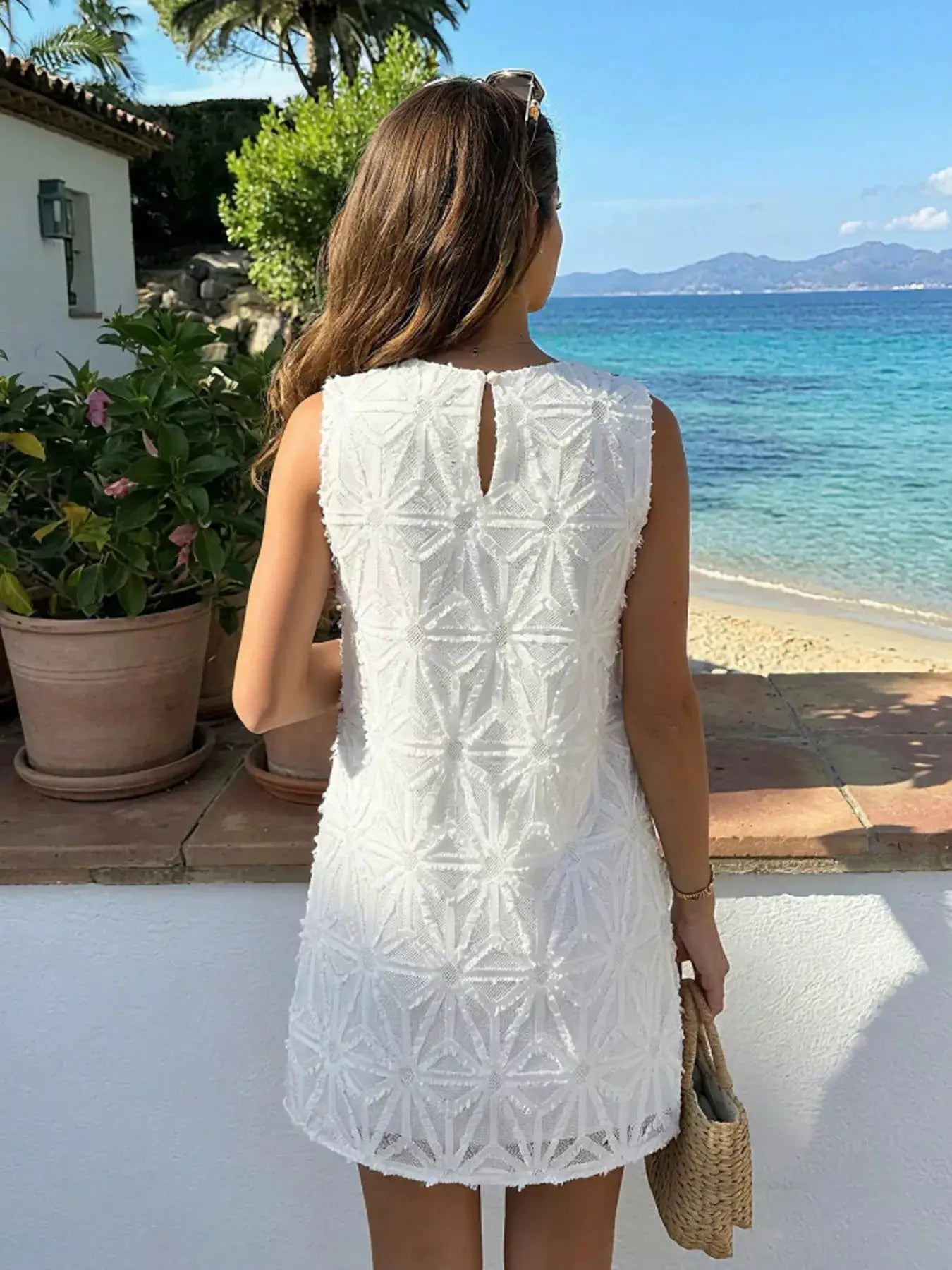 Textured Sleeveless Mini Dress by Trendsi
