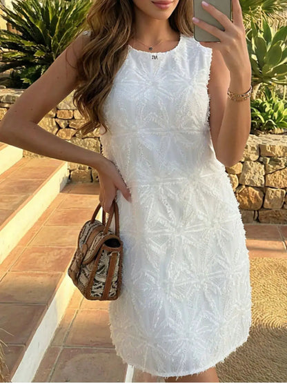 Textured Sleeveless Mini Dress by Trendsi