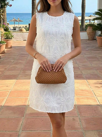 Textured Sleeveless Mini Dress by Trendsi