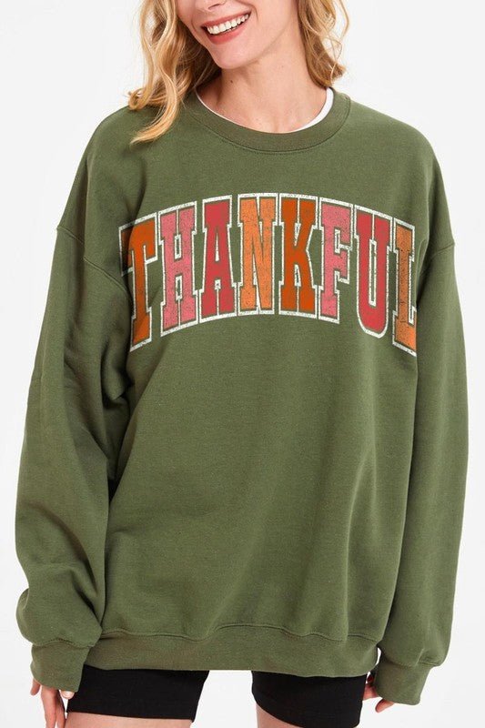 Thankful Graphic Fleece Sweatshirts - Bitsy Gypsy Boutique