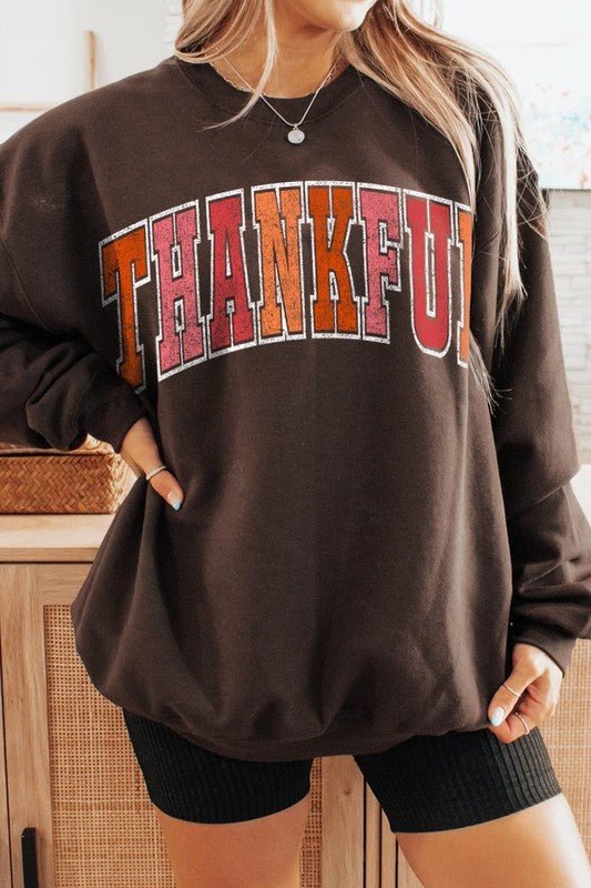 Thankful Graphic Fleece Sweatshirts - Bitsy Gypsy Boutique