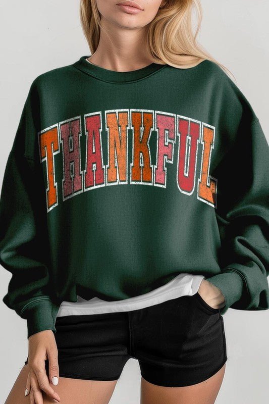 Thankful Graphic Fleece Sweatshirts - Bitsy Gypsy Boutique