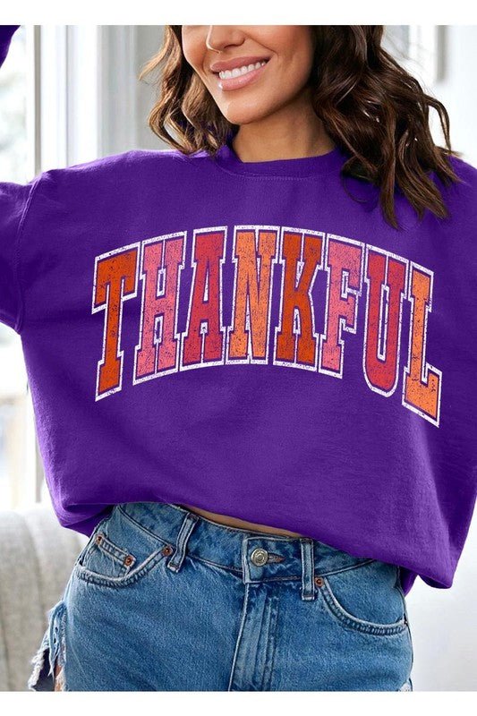 Thankful Graphic Fleece Sweatshirts - Bitsy Gypsy Boutique